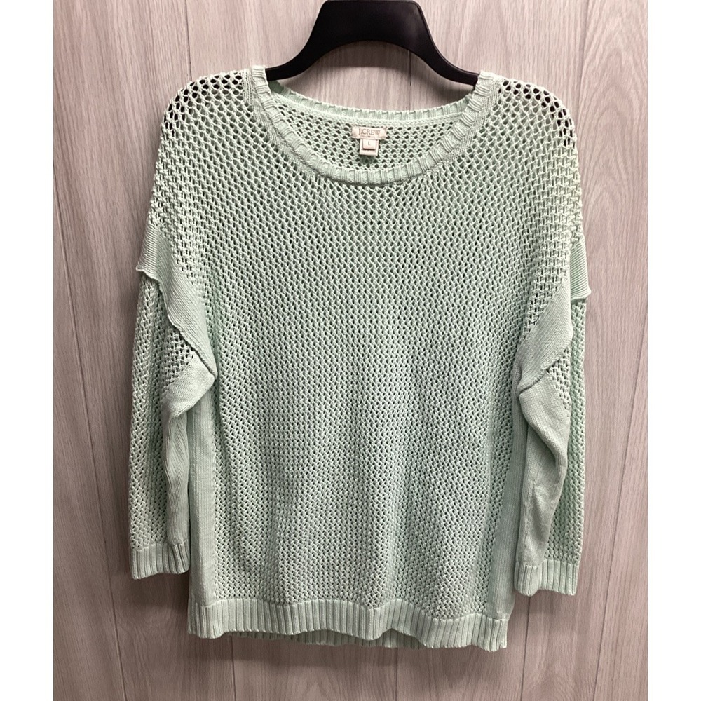 J CREW Women's (Size L) Mint Green Knit Sweater Top Long Sleeve Casual‎ Pullover